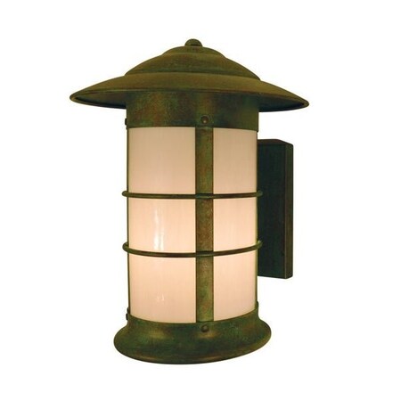 Arroyo Craftsman 9" Newport Long Body Sconce, Raw Copper, Amber Mica Glass NS-9LM-RC